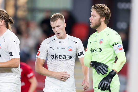 Helsingborgs Emil Hellman och målvakt Kalle Joelsson