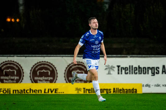 Trelleborgs Nicolas Mortensen jublar efter 1-1