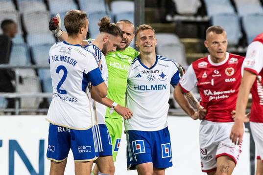 IFK Norrköpings målvakt Oscar Jansson och Marco Lund