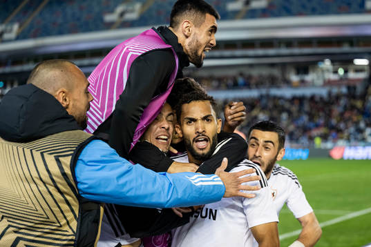 Juninho of Qarabag celebrates the 0-1 goal