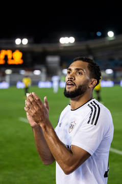 Juninho of Qarabag celebrates the 0-1 goal