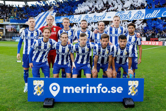 IFK Göteborgs startelva med Marcus Berg innan fotbollsmatchen i Allsvenskan mellan IFK Göteborg och Sirius den 7 oktober 2023 i Göteborg. 