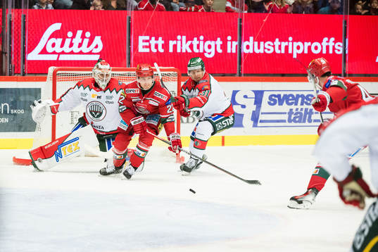 Frölundas målvakt Frederik Dichow, Nicklas Lasu och MoDos