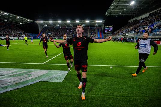 Joachim Soltvedt of Brann celebrates after scoring the 1-2 goal