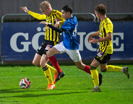 IFK Hässleholms  Linus Roslund i matchen i div. 2 mellan IFK Hässleholm och FBK Balkan i Hässleholm 13 oktober 2023.