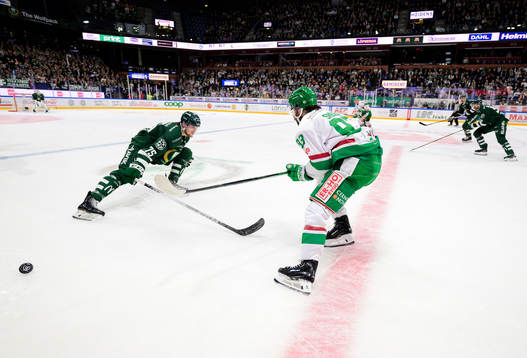 Färjestads Jeremy Salvas Groleau och Rögles Riley Sheen