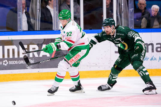 Rögles Samuel Jonsson och Färjestads Linus Johansson