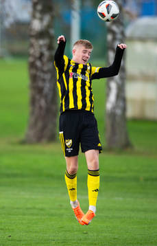 IFK Hässleholms Linus Roslund i matchen i div. 1 för P17, region 1, mellan IFK Hässleholm och Landskrona BoIS i Hässleholm 14 oktober 2023.