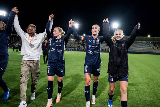 Emilia Larsson, Caroline Seger and Sofie Bredgaard of Rosengård celebrates