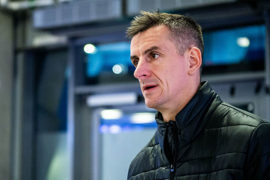 Djurgårdens Haris Radetinac i mixade zonen