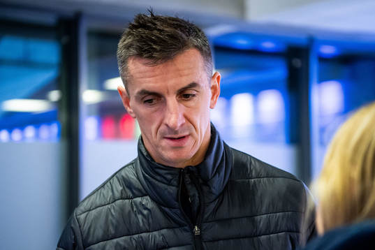 Djurgårdens Haris Radetinac i mixade zonen