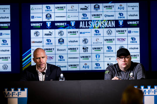 Malmö FFs tränare Henrik Rydström och Varbergs tränare Martin Skogman
