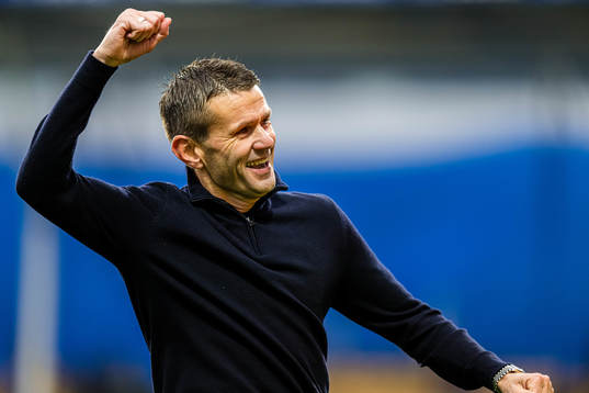 Eirik Bakke, head coach of Lillestrøm, celebrates