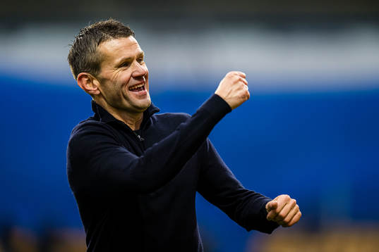 Eirik Bakke, head coach of Lillestrøm, celebrates