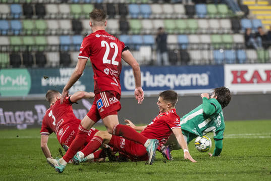 Skövde AIKs Filip Schyberg och Gustav Broman och