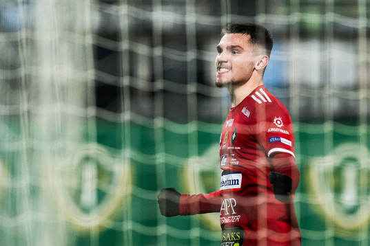 Skövde AIKs Isak Bjerkebo jublar