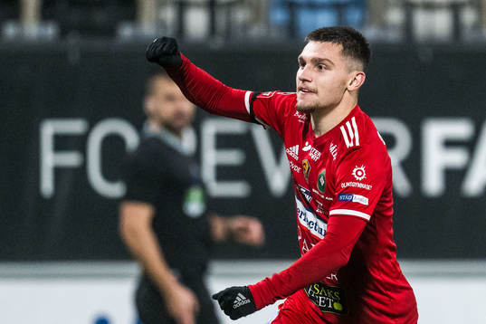 Skövde AIKs Isak Bjerkebo jublar