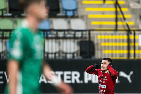 Skövde AIKs Isak Bjerkebo jublar