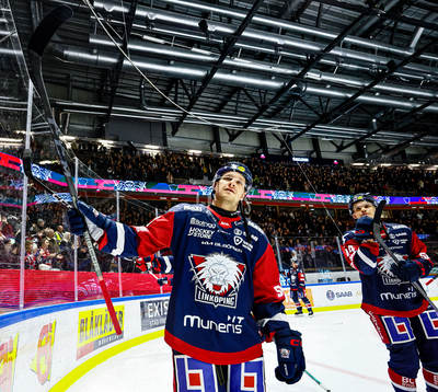 Linköpings Sebastian Strandberg jublar