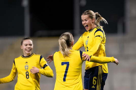 Sara Frigren of Sweden celebrates