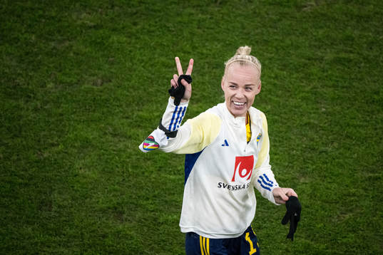 Caroline Seger of Sweden celebrates