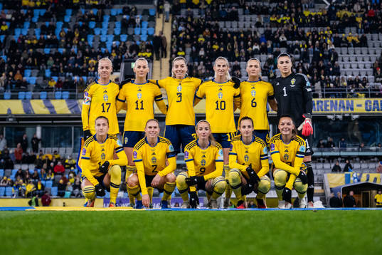  Caroline Seger, Stina Blackstenius, Linda Sembrant, Sofia Jakobsson, Magdalena Eriksson and goalkeeper Zecira Musovic. Bottom row from the left: Filippa Angeldahl, Jonna Andersson, Kosovare Asllani, Nathalie Björn and Johanna Rytting Kaneryd.