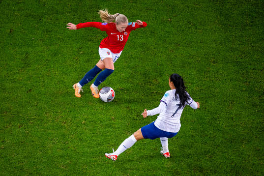 Thea Bjelde of Norway and Sakina Karchaoui of France