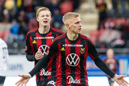 Östersunds Malcolm Stolt och Andre Österholm  jublar efter 1-0