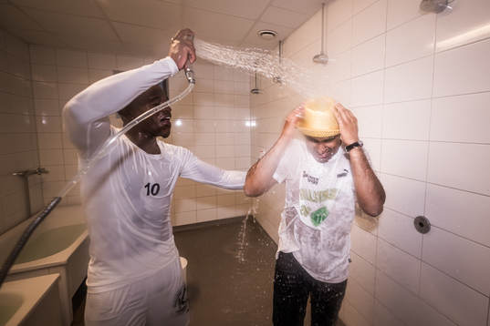 Västerås SKs Jaheem Burke och tränare Kalle Karlsson