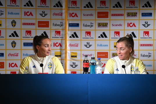 Kosovare Asllani and Linda Sembrant of the Swedish women's