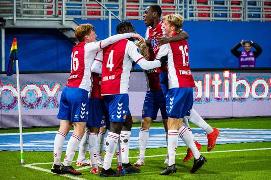 Remi-André Svindland of KFUM celebrates after scoring the 1-0 goal