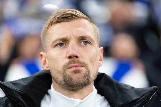 IFK Göteborgs Sebastian Eriksson innan fotbollsmatchen i Allsvenskan mellan IFK Göteborg och AIK den 6 november 2023 i Göteborg. 