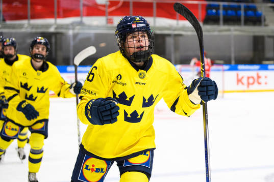 Matilda af Bjur of Sweden celebrates scoring 0-3