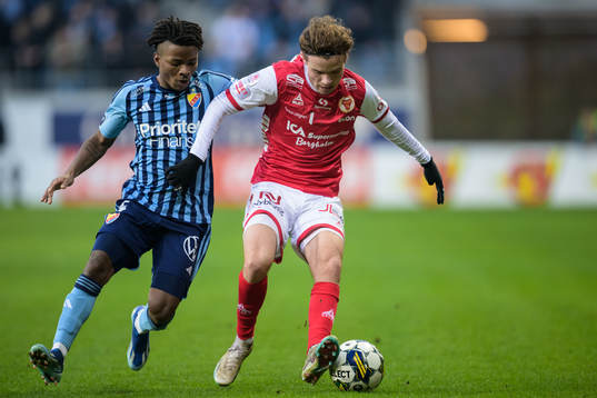 Djurgårdens Felix Vá och Kalmars Jacob Trenskow