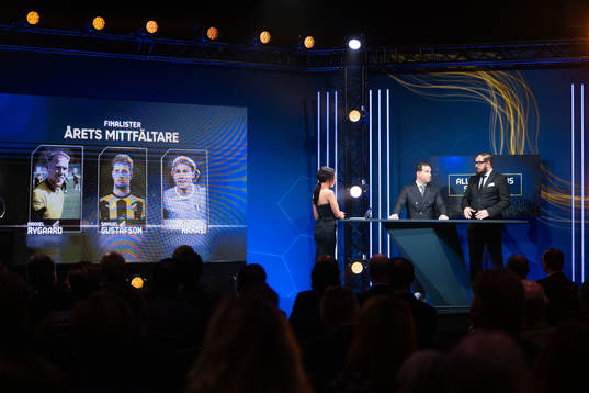 Programledare Camilla Nordlund med expertkommentatorerna Nordin Gerzic och Alexander Axén