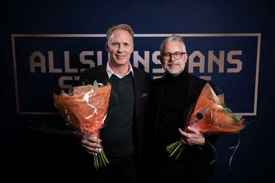 GAIS klubbchef Magnus Sköldmark och Västerås SKs ordförande Magnus Breitholtz poserar för porträtt