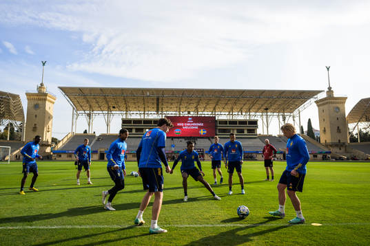 Ken Sema, Emil Krafth, Jens Cajuste, Victor Nilsson Lindelöf, Isak Hien, Samuel Gustafson, Robin Quaison and Emil Forsberg of the Swedish national football team