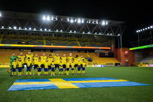 Sveriges spelare vid line-up