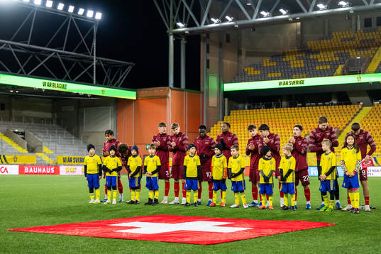 Schweiz spelare vid line-up