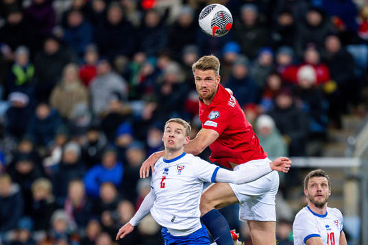 Joannes Danielsen of Faroe Islands and Kristoffer Ajer of