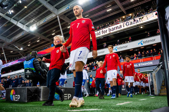 Fredrik Aursnes of Norway enters the pitch