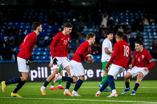 Kristian Fredrik Malt Arnstad of Norway celebrates after scoring the 2-2 goal