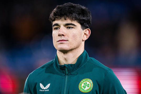 Anselmo Garcia MacNulty of Ireland ahead of the UEFA European Under-21 Qualifier football match between Norway and Ireland on November 17, 2023 in Drammen. 