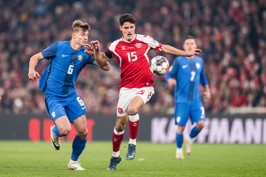 Jaka Bijol of Slovenia and Christian Nørgaard of Denmark