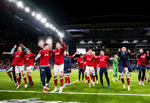 Players of Denmark celebrate
