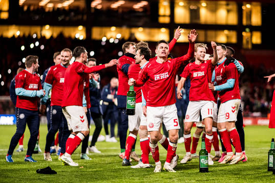 Joakim Mæhle of Denmark celebrates