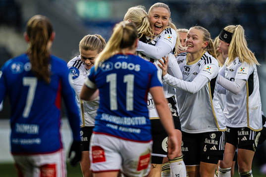 Sara Iren Lindbak Hørte of Rosenborg celebrates with Anna Jøsendal after scoring the 2-0 goal