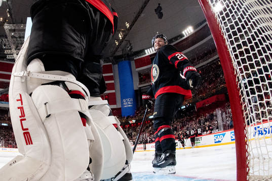 Erik Brännström of Ottawa Senators celebrates with