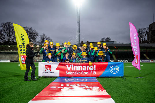 Hammarbys spelare och ledare jublar