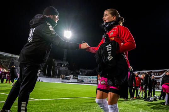 Mali Motrøen Trøan of TIL 2020 ahead of the Toppserien playoff football match between TIL 2020 and Avaldsnes on November 22, 2023 in Tromsø.